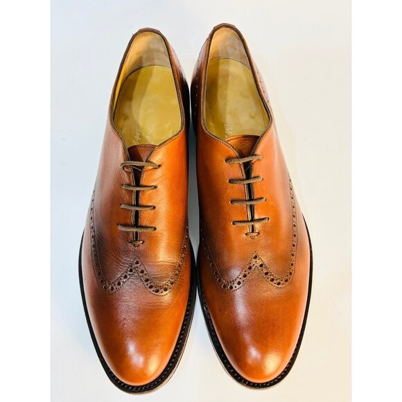 Antonio Maurizi Men\'s Shoes Size 9 EU 42 Wingtip Burnished Brown Leather Italy main image 4